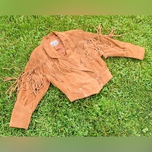 Vintage  Suede Fringe Cropped Jacket